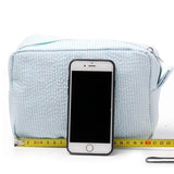 23CM Seersucker Cosmetic Bag Pink Striped Makeup Storage Women Travel Dom103059