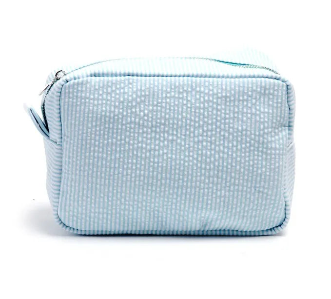 23CM Seersucker Cosmetic Bag Pink Striped Makeup Storage Women Travel Dom103059