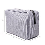 23CM Seersucker Cosmetic Bag Pink Striped Makeup Storage Women Travel Dom103059