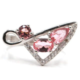 Romantic Pink Morganite Tanzanite CZ Sterling Silver Ring