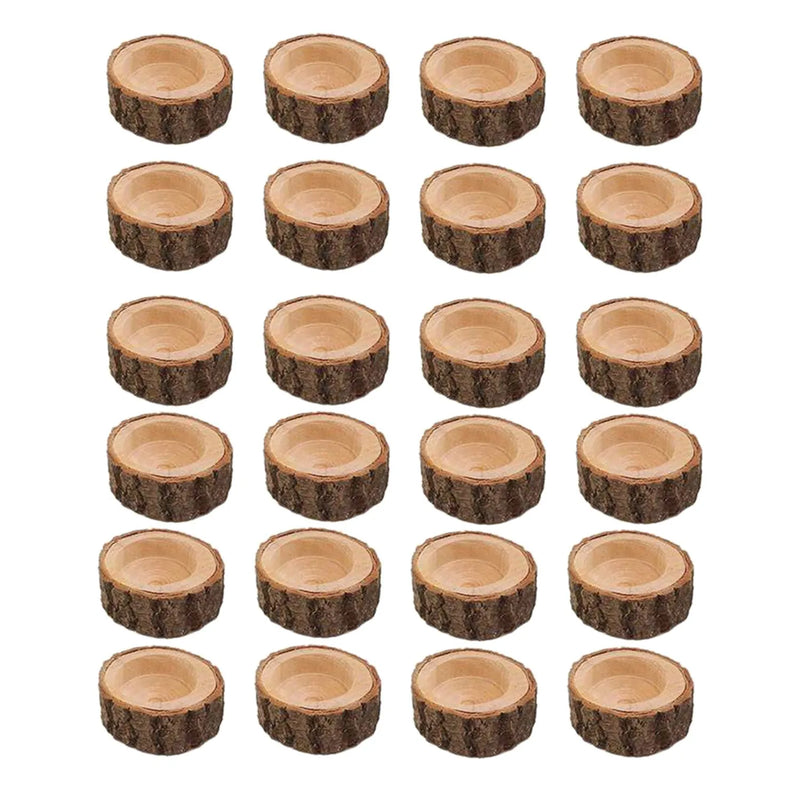 24Pcs Wooden Candle Holder for Wedding Party, Home Decor