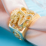 24k Masculine Dragon Diamonds Men's Ring Fine Jewelry Size