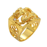 24k Masculine Dragon Diamonds Men's Ring Fine Jewelry Size