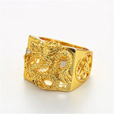 24k Masculine Dragon Diamonds Men's Ring Fine Jewelry Size
