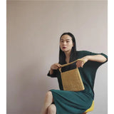 Small Wood Braided Bead Bag - 24x23CM