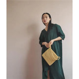 Small Wood Braided Bead Bag - 24x23CM