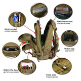 25L 3P Tactical Backpack Military Army Outdoor Bag Rucksack Men Camping