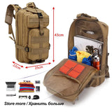 25L 3P Tactical Backpack Military Army Outdoor Bag Rucksack Men Camping