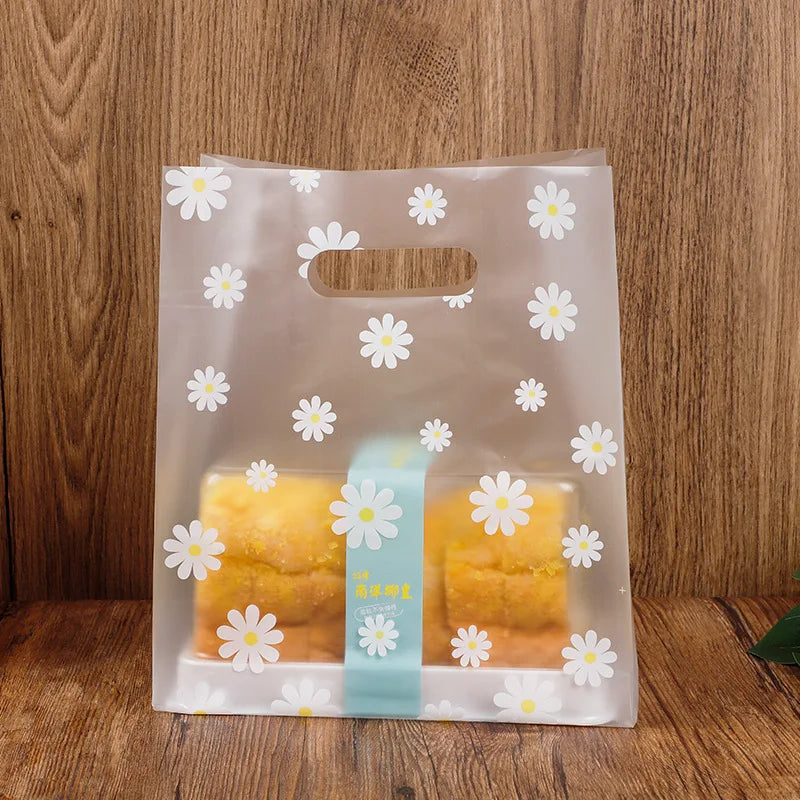 25Pcs Transparent Merchandise Bags Handle Christmas Wedding Party Candy Bag