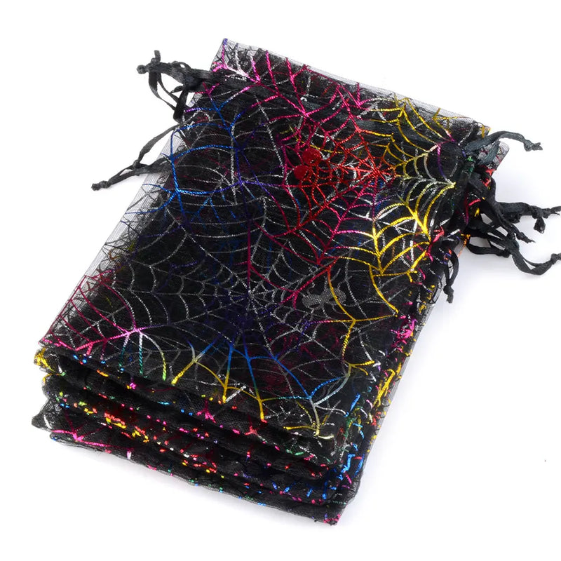 25pcs/lot Skull Halloween Organza Bag Bone Printing Party Candy Gift Packaging
