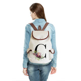 Alphabet Flower Print Backpack Large Capacity Outdoor Beach Travel