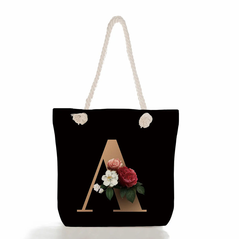 Alphabet Print Tote Bag Eco Friendly Beach Bag Shopper Bag