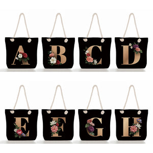 Alphabet Print Tote Bag Eco Friendly Beach Bag Shopper Bag