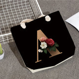 Alphabet Print Tote Bag Eco Friendly Beach Bag Shopper Bag