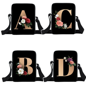 Initial Letter Flower Shoulder Bags A-Z Alphabet Women Handbags Bridesmaid Cross