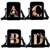 Initial Letter Flower Shoulder Bags A-Z Alphabet Women Handbags Bridesmaid Cross