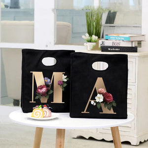 Initial Letter Print Cooler Lunch Bag Insulated Bento Box Tot