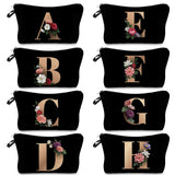 Initials Makeup Bag A-Z Letter Cosmetic Case for Women Travel