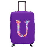 Purple Letter Luggage Cover 18''-32'' Protective Scratch Dust-proof Elastic