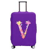 Purple Letter Luggage Cover 18''-32'' Protective Scratch Dust-proof Elastic