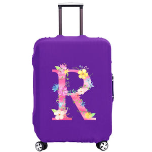 Purple Letter Luggage Cover 18''-32'' Protective Scratch Dust-proof Elastic