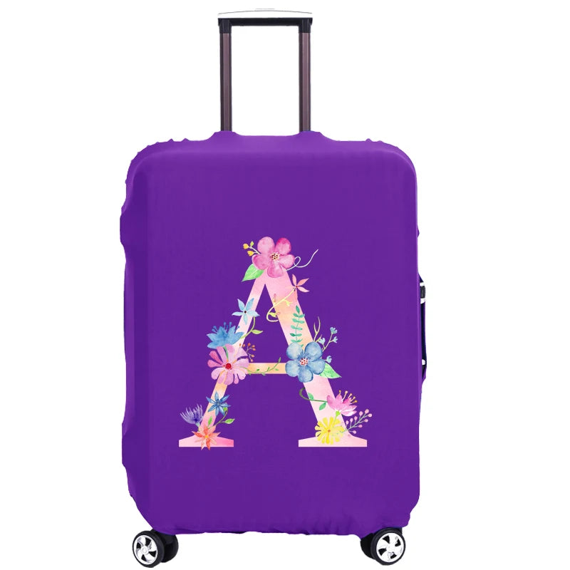 Purple Letter Luggage Cover 18''-32'' Protective Scratch Dust-proof Elastic