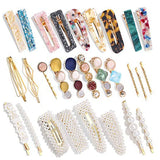 28 PCS Pearls & Acrylic Resin Hair Clips Barrettes
