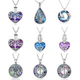 Crystal Silver Heart Tree Dolphin Pendant Necklace
