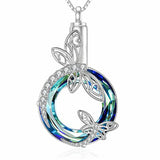 Crystal Silver Heart Tree Dolphin Pendant Necklace