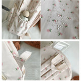 28GD Medium Nylon Women Backpacks Floral Print Bookbag for Teen Girls