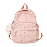 28GD Small Nylon Women Backpacks Lightweight Daypack with Plush Bear Charm