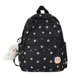 28GD Small Nylon Women Backpacks Lightweight Daypack with Plush Bear Charm