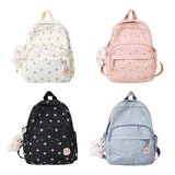28GD Small Nylon Women Backpacks Lightweight Daypack with Plush Bear Charm