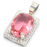 Eye-Catching Green Peridot Pink Morganite CZ 925 Silver Pendant