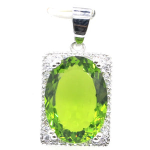 Eye-Catching Green Peridot Pink Morganite CZ 925 Silver Pendant