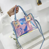 2PCS Women Transparent PVC Jelly Handbag Laser Shoulder Bags