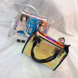 2PCS Women Transparent PVC Jelly Handbag Laser Shoulder Bags
