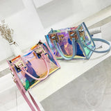 2PCS Women Transparent PVC Jelly Handbag Laser Shoulder Bags