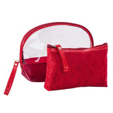 2PCS Lace Cosmetic Bag Transparent PVC Travel Toiletry Bag Zipper Purse BB68