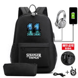 2PCS Letter Printed USB Charging Backpack Waterproof Travel Mochila Men Women