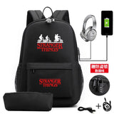 2PCS Letter Printed USB Charging Backpack Waterproof Travel Mochila Men Women