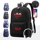 2PCS Letter Printed USB Charging Backpack Waterproof Travel Mochila Men Women