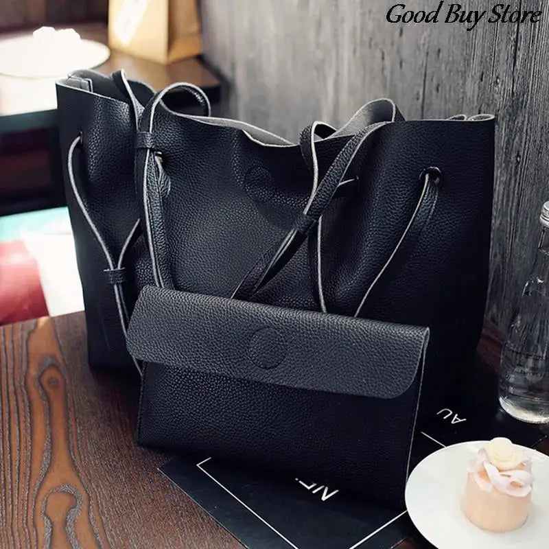 2PCS Women Bags Sets Handbags Large Capacity Shoulder Bag Leather Crossbody
