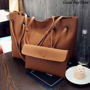 2PCS Women Bags Sets Handbags Large Capacity Shoulder Bag Leather Crossbody