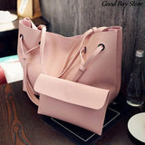 2PCS Women Bags Sets Handbags Large Capacity Shoulder Bag Leather Crossbody