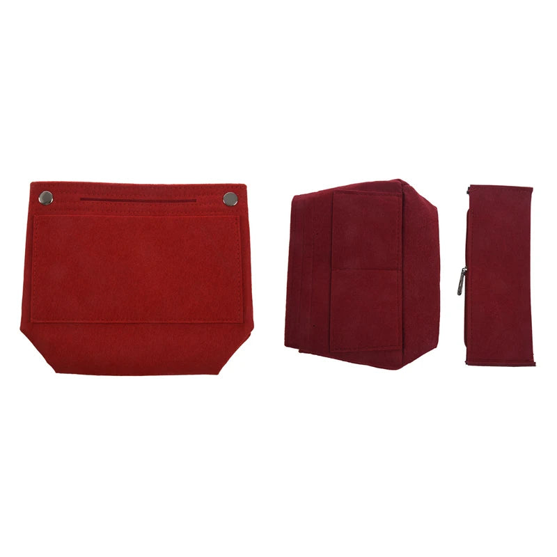 Multifunction Handbag Organizer Purse Insert Bag With Makeup Bag Red