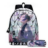2Pcs Anime Demon Slayer Backpacks Kochou Shinobu Rucksacks Kid School Pencil Bag