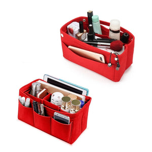 2Pcs Felt Fabric Handbag Organizer Purse Insert Bag - 26x15x14cm & 22x15x9.5cm