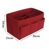 2Pcs Felt Fabric Handbag Organizer Purse Insert Bag - 26x15x14cm & 22x15x9.5cm