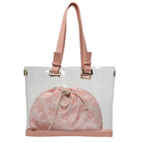 2Pcs Transparent Bucket Bag Flower Shoulder Bag Summer Beach Crossbody Bags